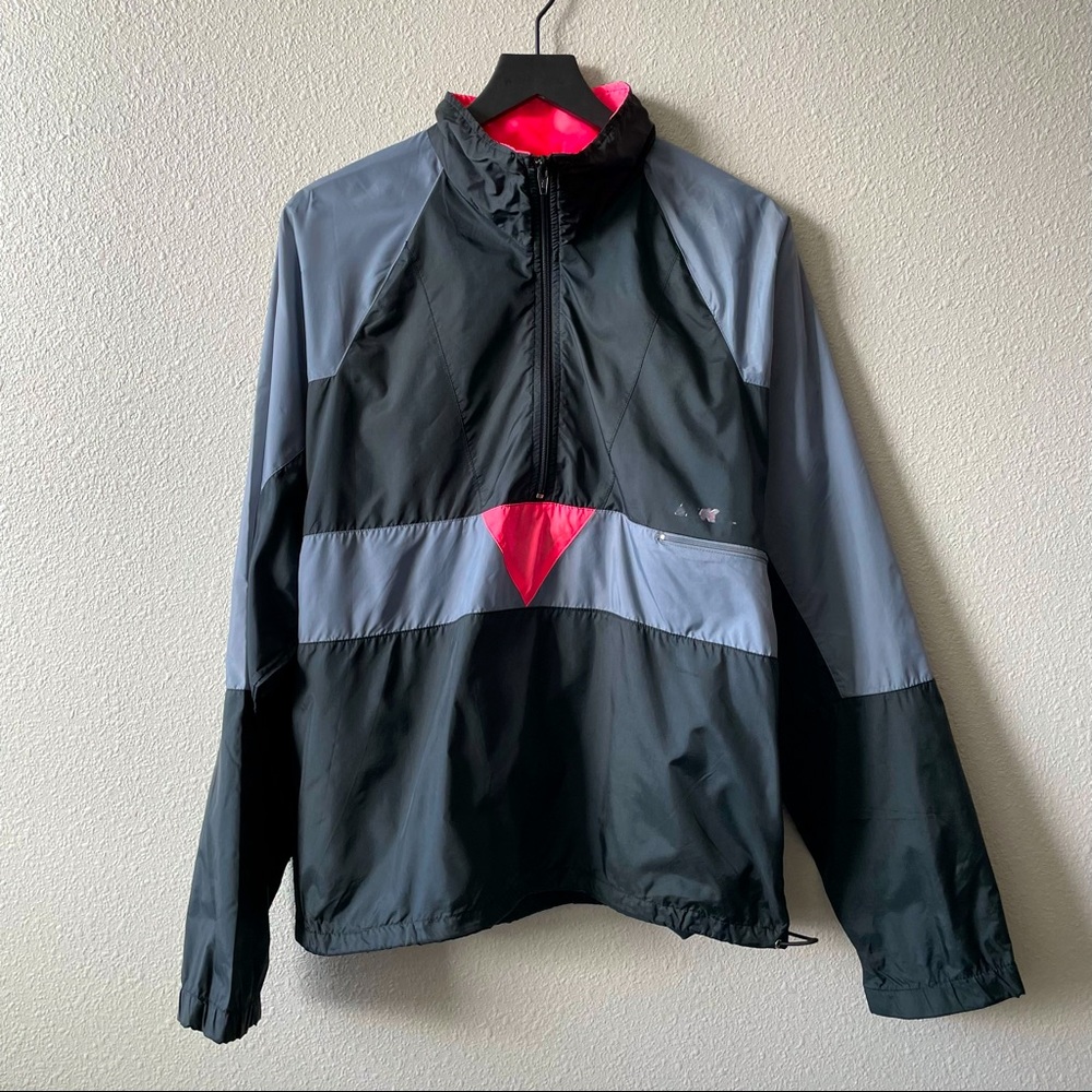 Nike Vintage 80’s-90’s Black & Neon 1/2 Zip Windbreaker Retro